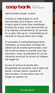 How coopbank.dk looks like on a mobile device such as an iPhone.