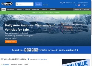 How copart.com looks like on a tablet such as an iPad.