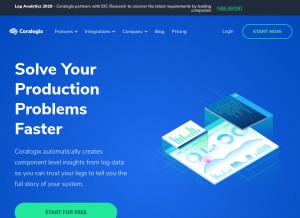 How coralogix.com looks like on a tablet such as an iPad.