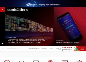 How cordcutters.com looks like on a tablet such as an iPad.
