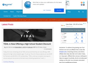 How cordcuttersnews.com looks like on a tablet such as an iPad.