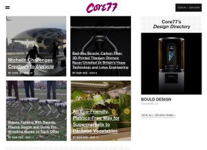 How core77.com looks like on a tablet such as an iPad.
