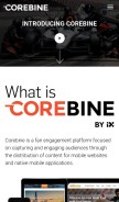 How corebine.com looks like on a mobile device such as an iPhone.