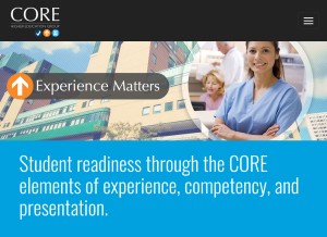 How corehighered.com looks like on a tablet such as an iPad.