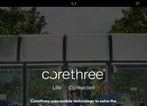 How corethree.net looks like on a tablet such as an iPad.