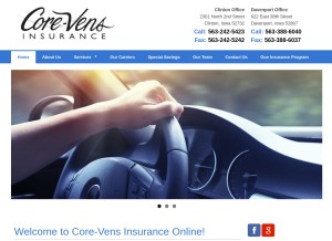 How corevens.com looks like on a tablet such as an iPad.