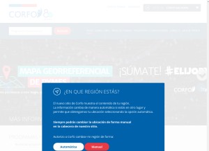How corfo.cl looks like on a tablet such as an iPad.