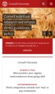 How cornell.edu looks like on a mobile device such as an iPhone.