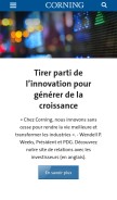 How corning.com looks like on a mobile device such as an iPhone.