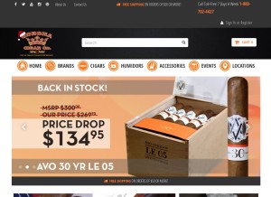 How coronacigar.com looks like on a tablet such as an iPad.