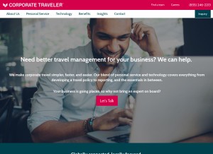 How corporatetraveler.us looks like on a tablet such as an iPad.