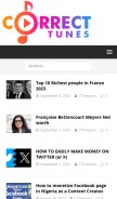 How correcttunes.com looks like on a mobile device such as an iPhone.