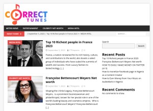 How correcttunes.com looks like on a tablet such as an iPad.