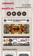 How corrientebuckle.com looks like on a mobile device such as an iPhone.