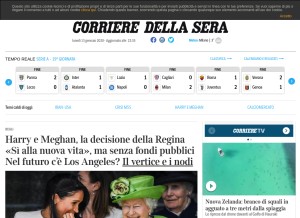 How corriere.it looks like on a tablet such as an iPad.