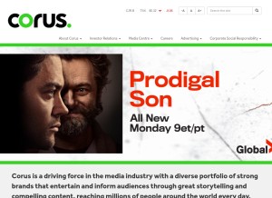 How corusent.com looks like on a tablet such as an iPad.