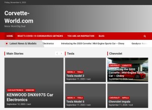 How corvette-world.com looks like on a tablet such as an iPad.