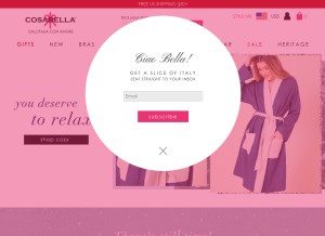 How cosabella.com looks like on a tablet such as an iPad.
