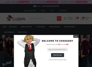 How cosdaddy.com looks like on a tablet such as an iPad.