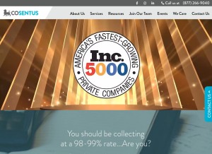 How cosentus.com looks like on a tablet such as an iPad.