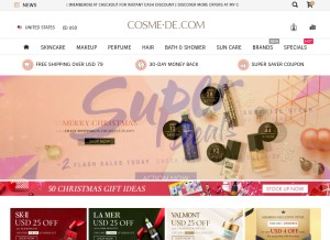 How cosme-de.com looks like on a tablet such as an iPad.