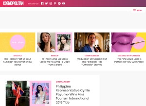 How cosmo.ph looks like on a tablet such as an iPad.