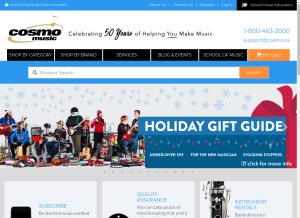 How cosmomusic.ca looks like on a tablet such as an iPad.