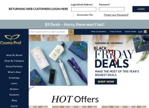 How cosmoprofbeauty.com looks like on a tablet such as an iPad.