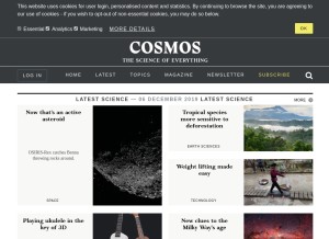 How cosmosmagazine.com looks like on a tablet such as an iPad.