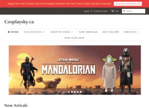 How cosplaysky.ca looks like on a tablet such as an iPad.