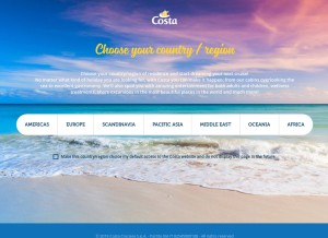 How costacruise.com looks like on a tablet such as an iPad.
