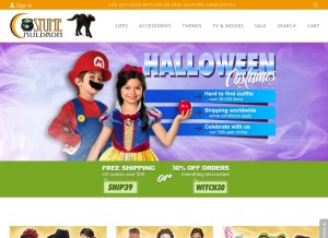 How costumecauldron.com looks like on a tablet such as an iPad.