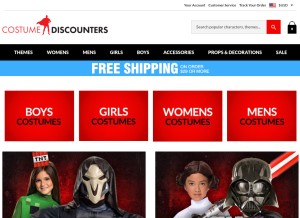 How costumediscounters.com looks like on a tablet such as an iPad.