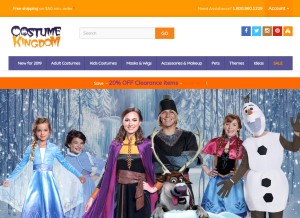How costumekingdom.com looks like on a tablet such as an iPad.