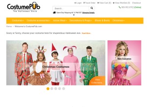 How costumepub.com looks like on a tablet such as an iPad.