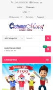 How costumesmascot.com looks like on a mobile device such as an iPhone.