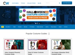 How costumewall.com looks like on a tablet such as an iPad.