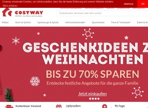 How costway.fr looks like on a tablet such as an iPad.