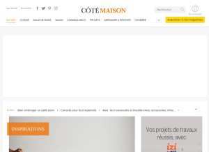 How cotemaison.fr looks like on a tablet such as an iPad.