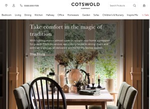 How cotswoldco.com looks like on a tablet such as an iPad.