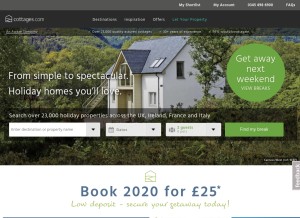 How cottages.com looks like on a tablet such as an iPad.
