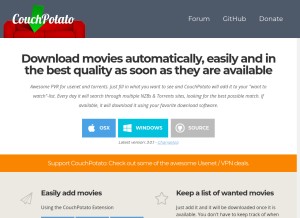 How couchpota.to looks like on a tablet such as an iPad.