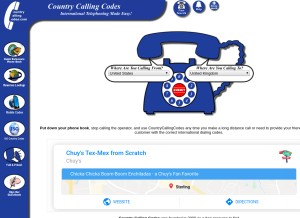 How countrycallingcodes.com looks like on a tablet such as an iPad.