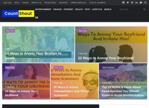 How countshout.com looks like on a tablet such as an iPad.