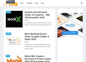 How couponbates.com looks like on a tablet such as an iPad.