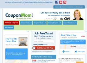 How couponmom.com looks like on a tablet such as an iPad.