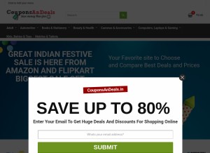 How couponsandeals.in looks like on a tablet such as an iPad.