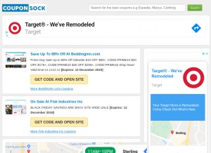 How couponsock.com looks like on a tablet such as an iPad.