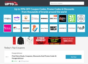 How couponupto.com looks like on a tablet such as an iPad.