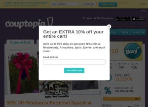 How couptopia.com looks like on a tablet such as an iPad.